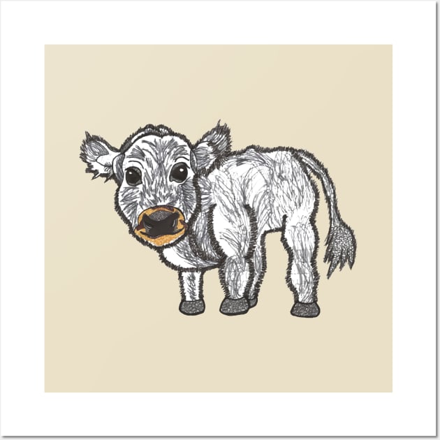 Grey fluffy cow Wall Art by carvediam